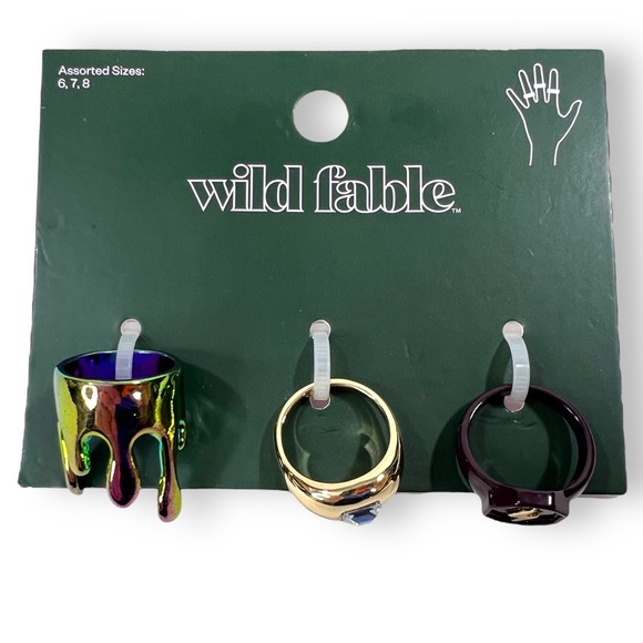 Wild Fable Women's 3-Piece Fashion Statement Rings Set Assorted Sizes 6, 7, 8 - Picture 2 of 12